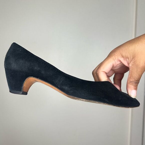 Salvatore Ferragamo Italy Black Vintage Suede Leather Pumps Size 8.5AA - Picture 7 of 15